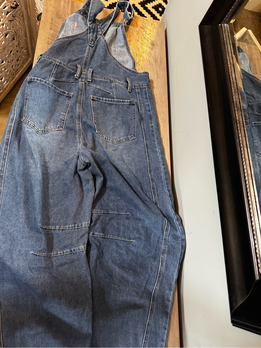 Source Unknown Blue Women's Denim Barrel Overalls - Picture 2 of 10